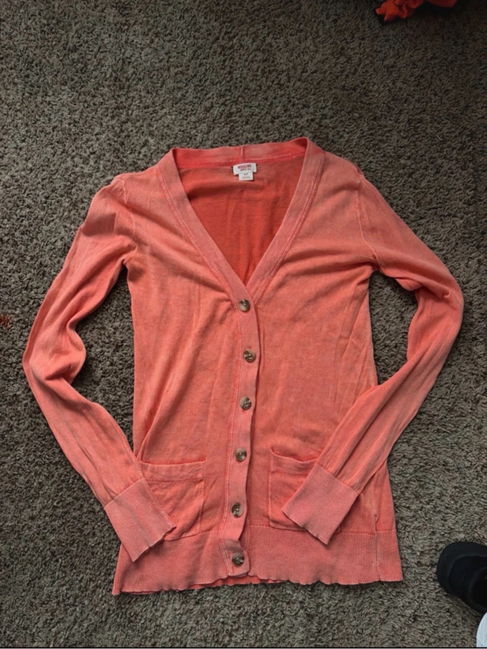 Mossimo Supply Co. Coral V-Neck Button Front Cardigan